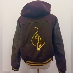 Women’s Brown Hooded Baby Phat Varsity Jacket Size Large